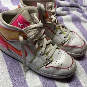 Nike Air Jordan Pink and Orange Sneakers Classic Design